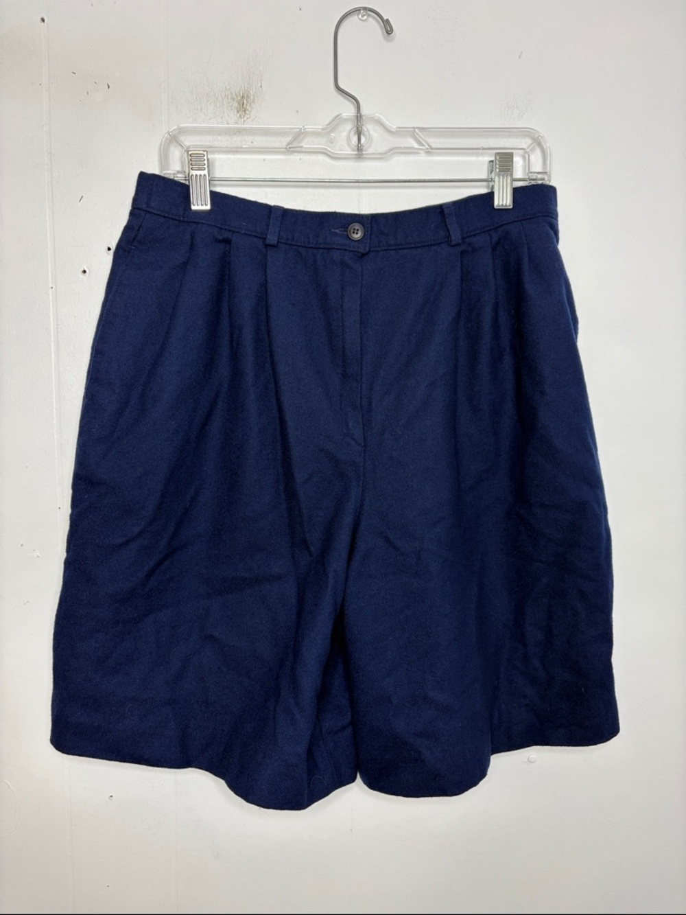 Pendleton Shorts Womens 16 Petite Virgin wool Midi high waisted pleated Navy